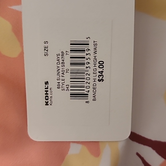 FRESHWATER WOMENS HIGH LEG HIGH WAIST PEACH FLORAL BATHING SUIT BOTTOMS SMALL - Picture 5 of 12